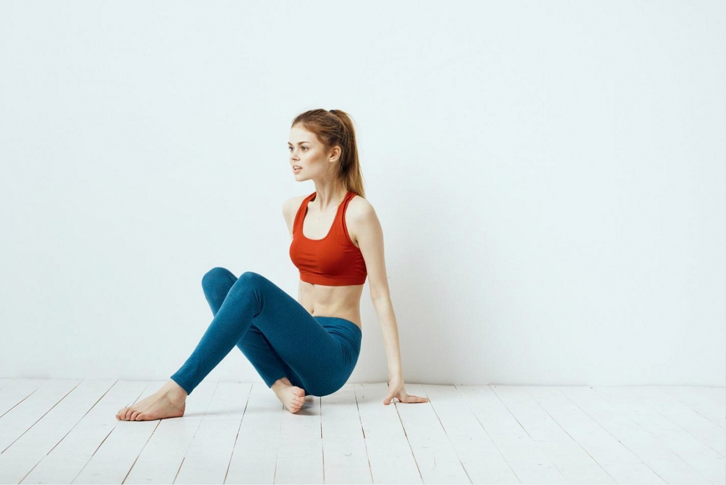 Office yoga session in a bright open workspace