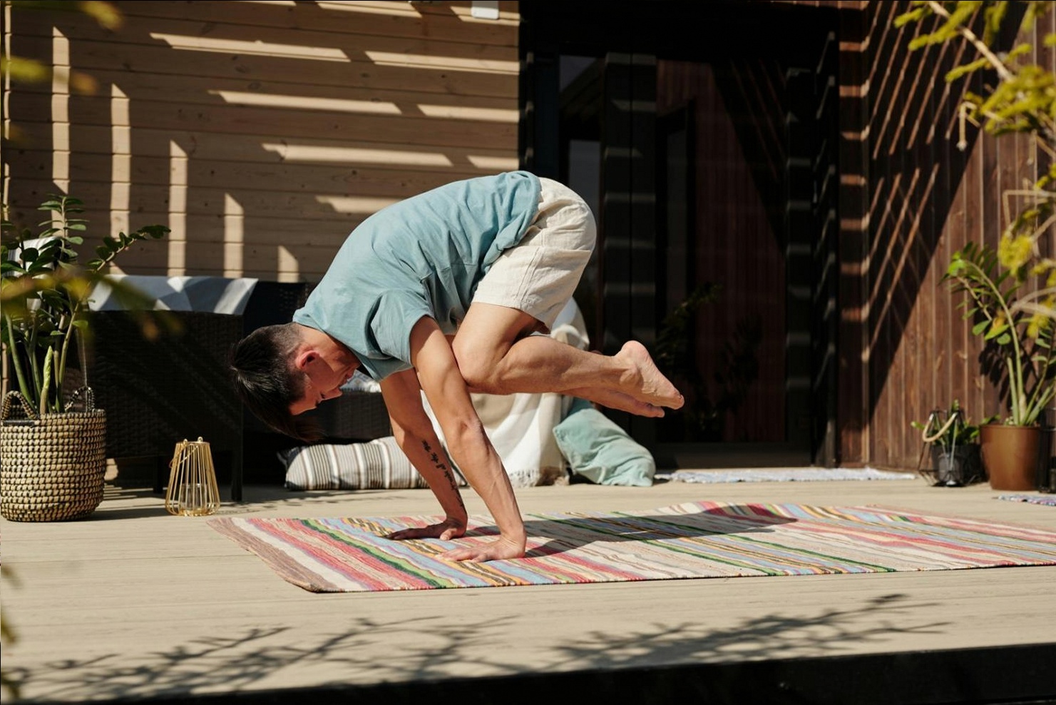 Office yoga session in a corporate workspace